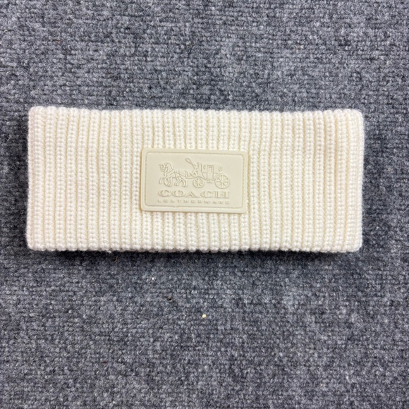 Coach Accessories - COACH Off White Knit Headband with Rubber Patch One Size Fits Most